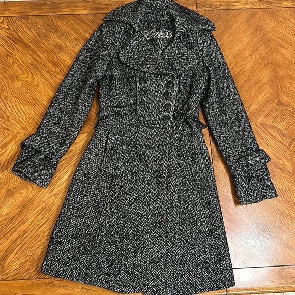 Guess Wool Blend Herringbone Peacoat - XS - Picture 3 of 17
